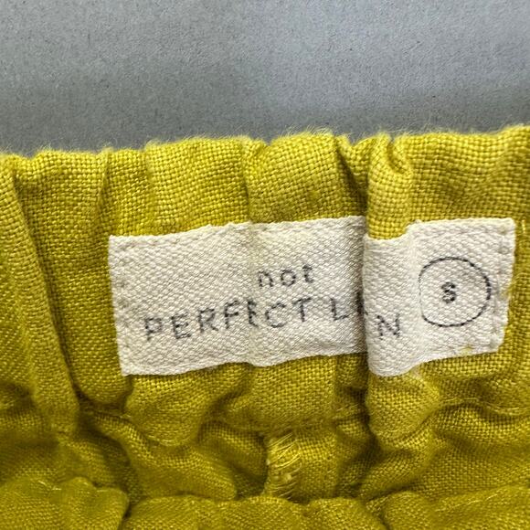 Not Perfect Linen Genova tapered linen Pants Chartreuse size small - Picture 2 of 13